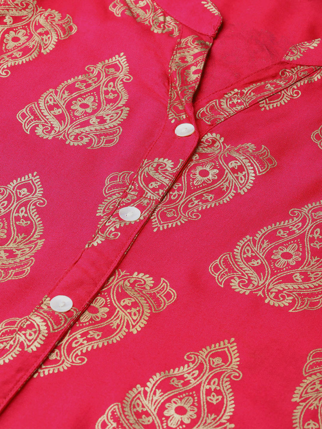 Pink Woven Design A-Line Kurta