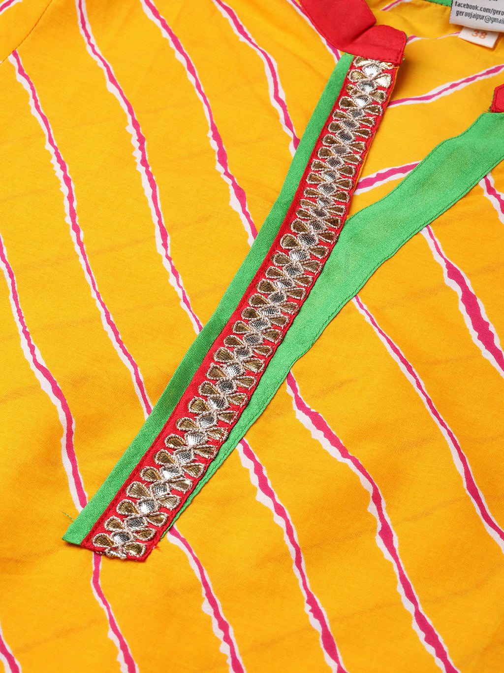 Yellow Leheriya Straight Cotton  Kurta