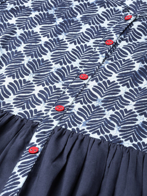 Blue Indigo Hand Block Printed Pure Cotton Kurta