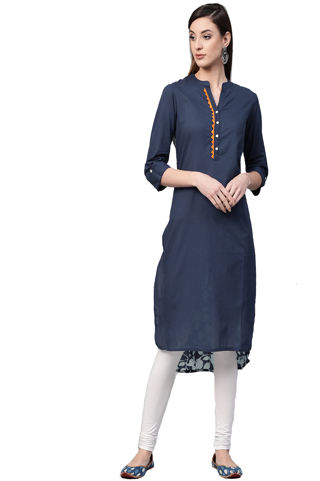 Indigo Hand Block Printed Cotton Kurta