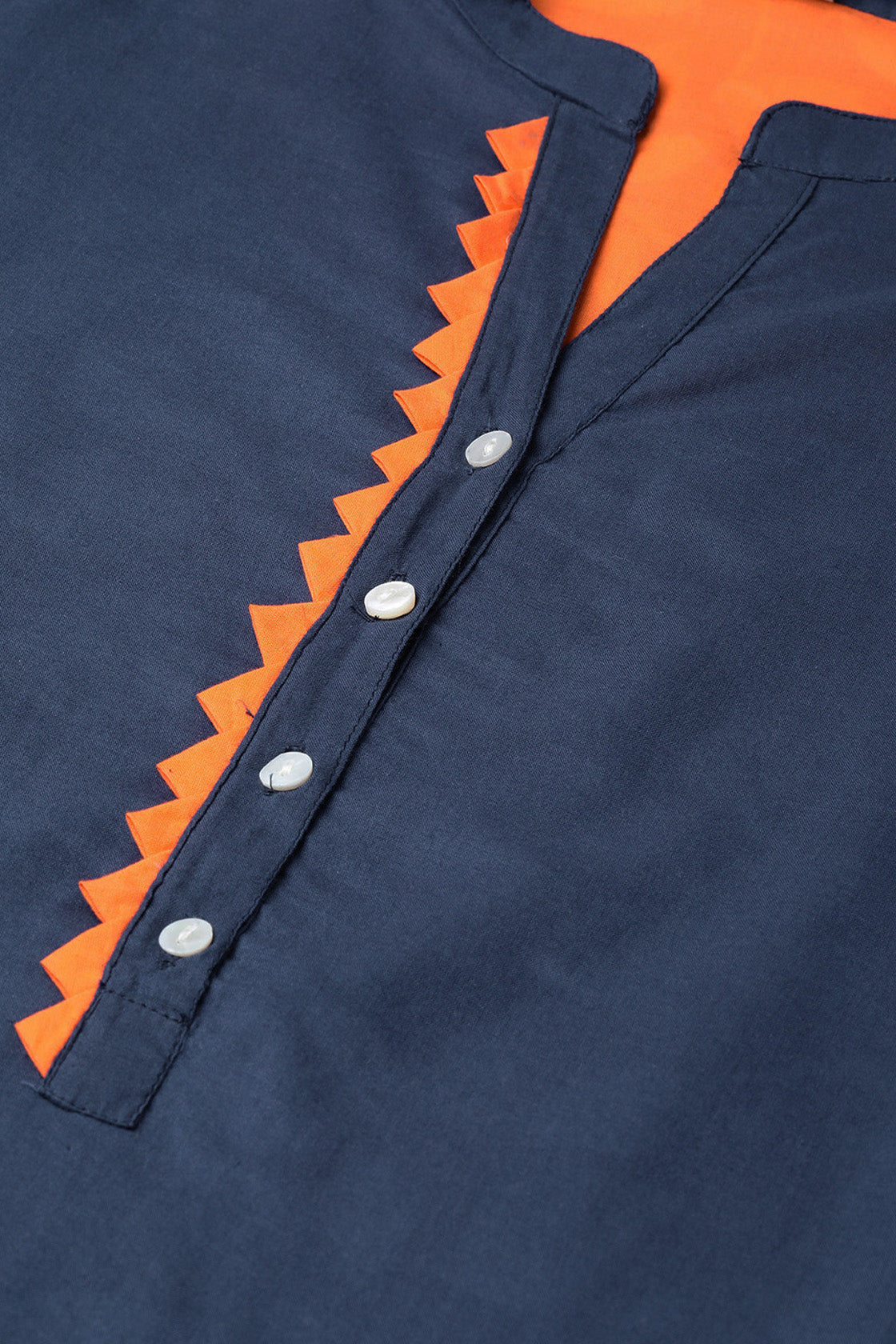 Indigo Hand Block Printed Cotton Kurta