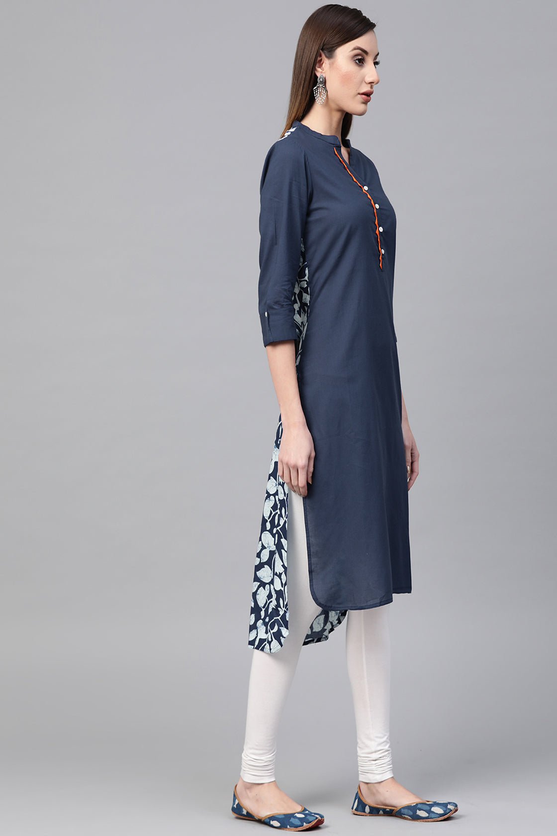 Indigo Hand Block Printed Cotton Kurta