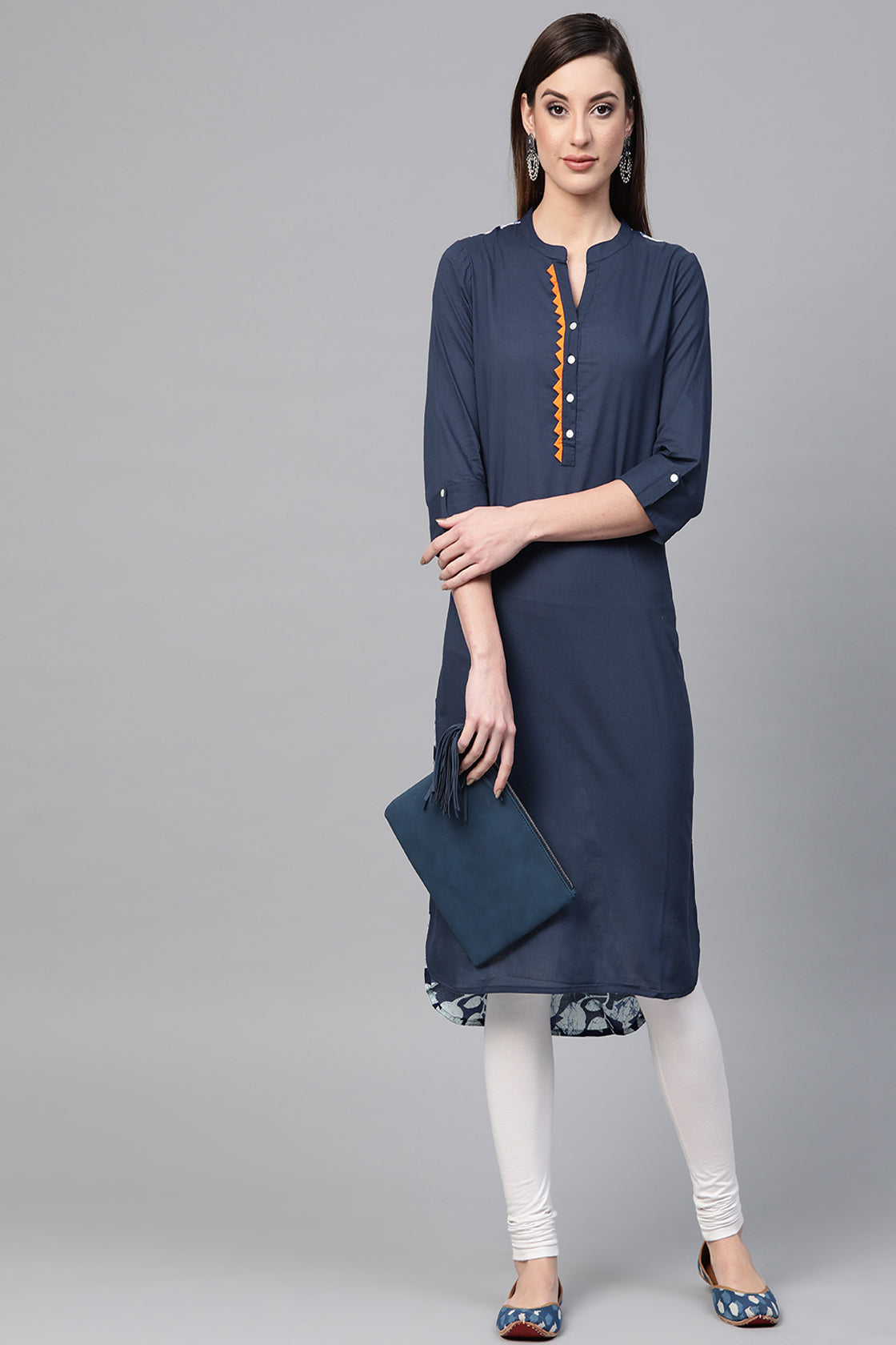 Indigo Hand Block Printed Cotton Kurta