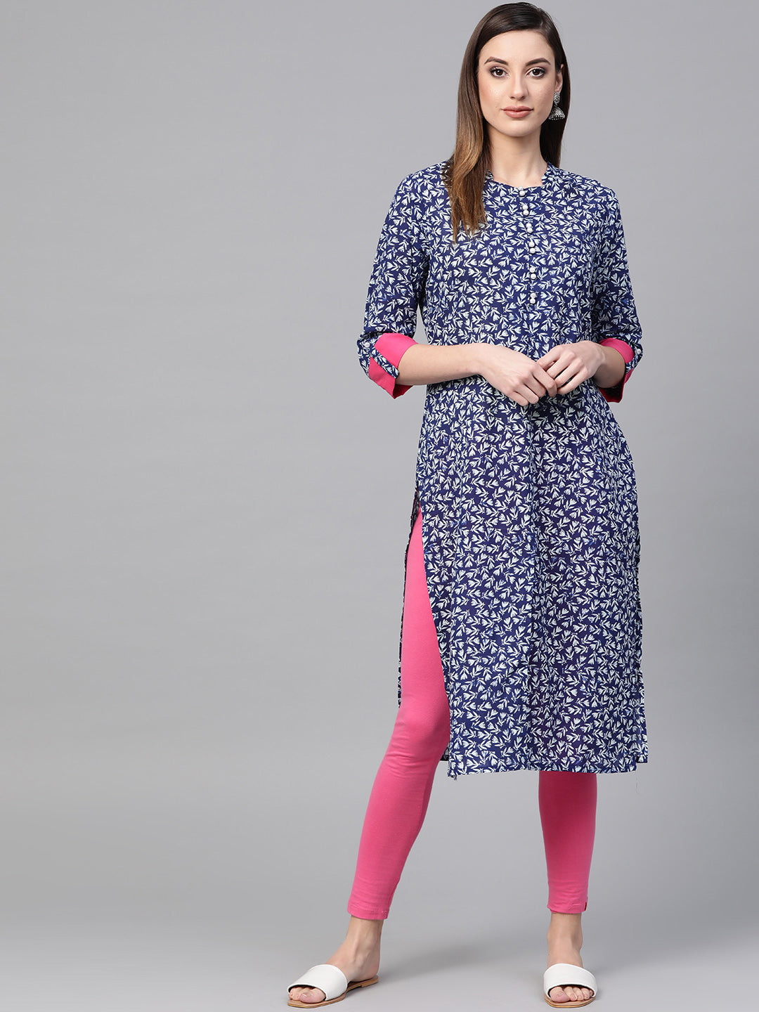 Indigo Hand Block Printed Straight Pure Cotton Sustainable Kurta
