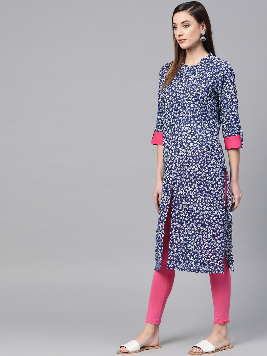Indigo Hand Block Printed Straight Pure Cotton Sustainable Kurta