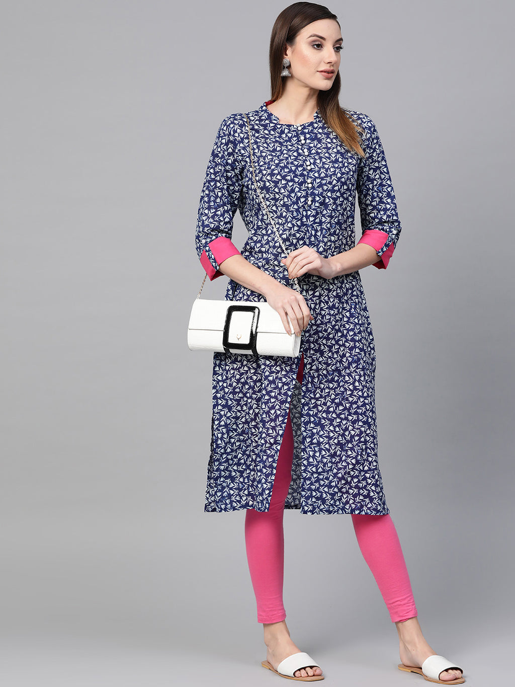 Indigo Hand Block Printed Straight Pure Cotton Sustainable Kurta