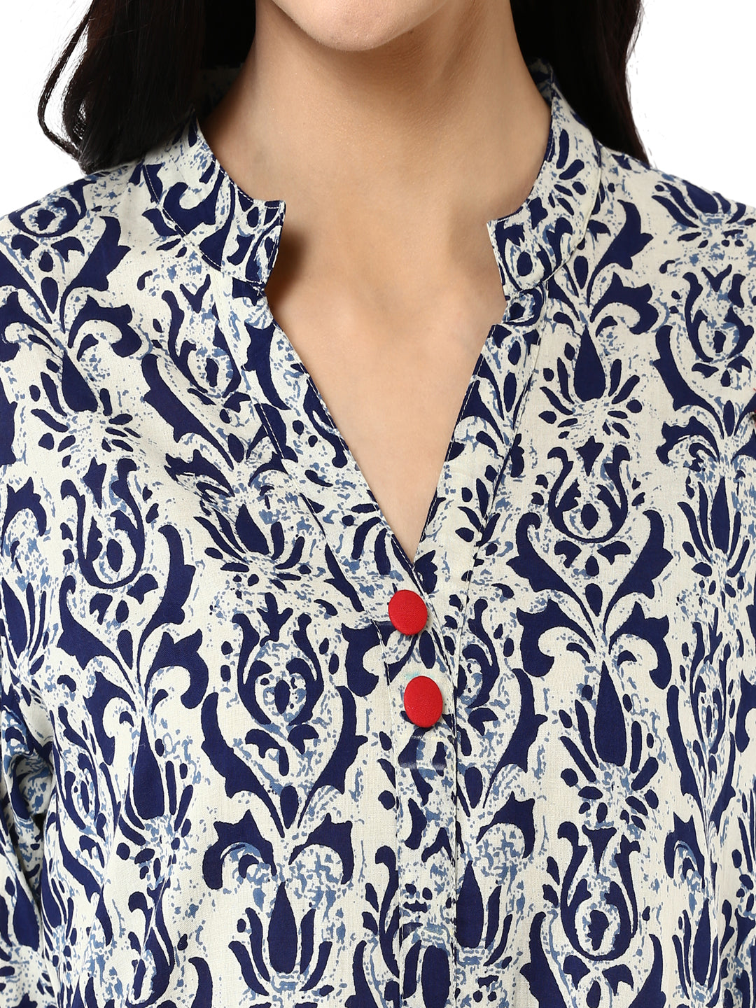 Indigo Printed Asymmetrical Cotton Kurta