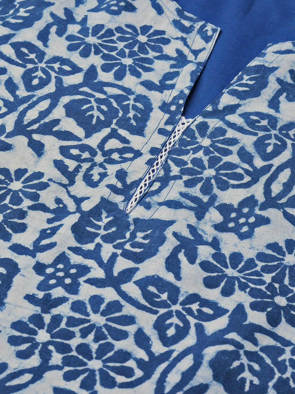 Blue Printed A-Line Kurta