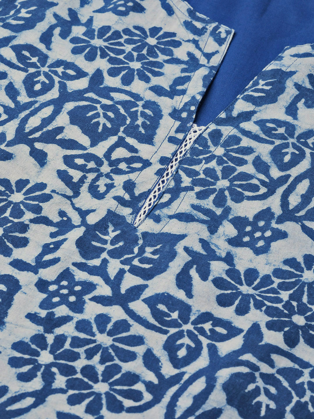 Blue Printed A-Line Kurta