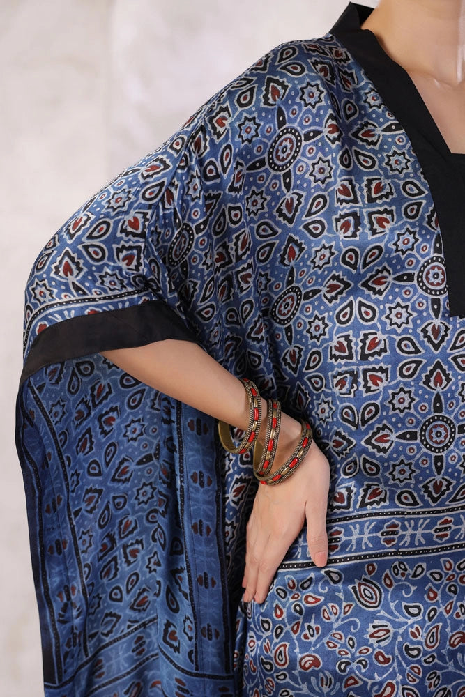 Blue Hand Block Printed Kaftan Set
