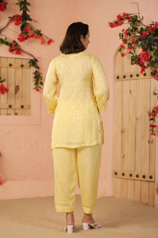 Yellow Hand Painted Floral Co-ord Set
