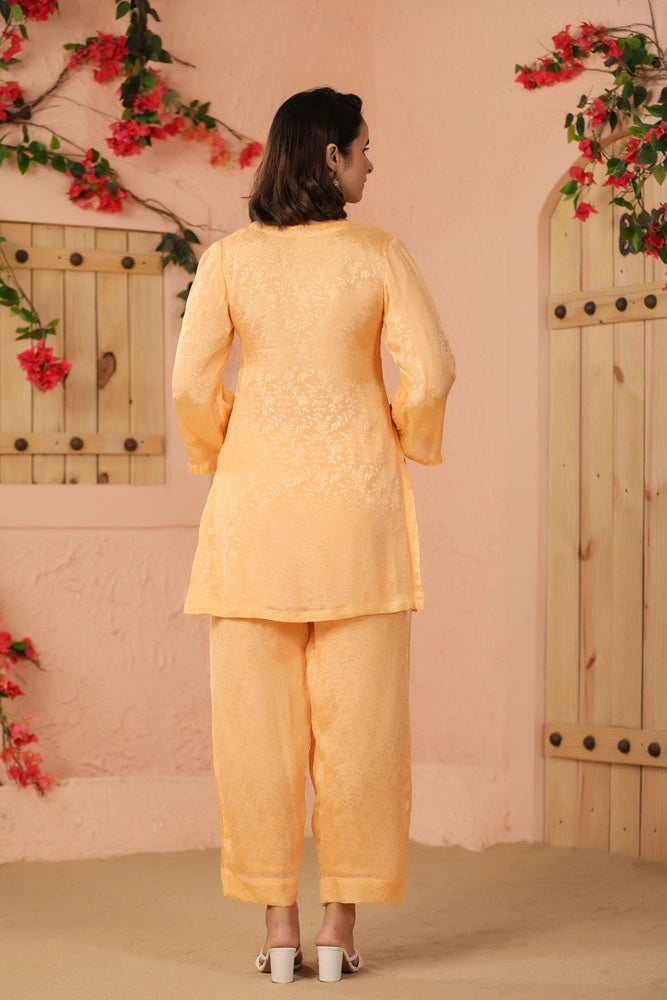 Peach Hand Painted Floral Co-ord Set