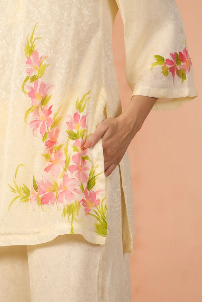 Off White Hand Painted Floral Co-ord Set