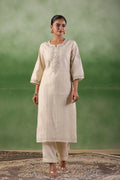 Off White Chanderi Silk Kurta Set