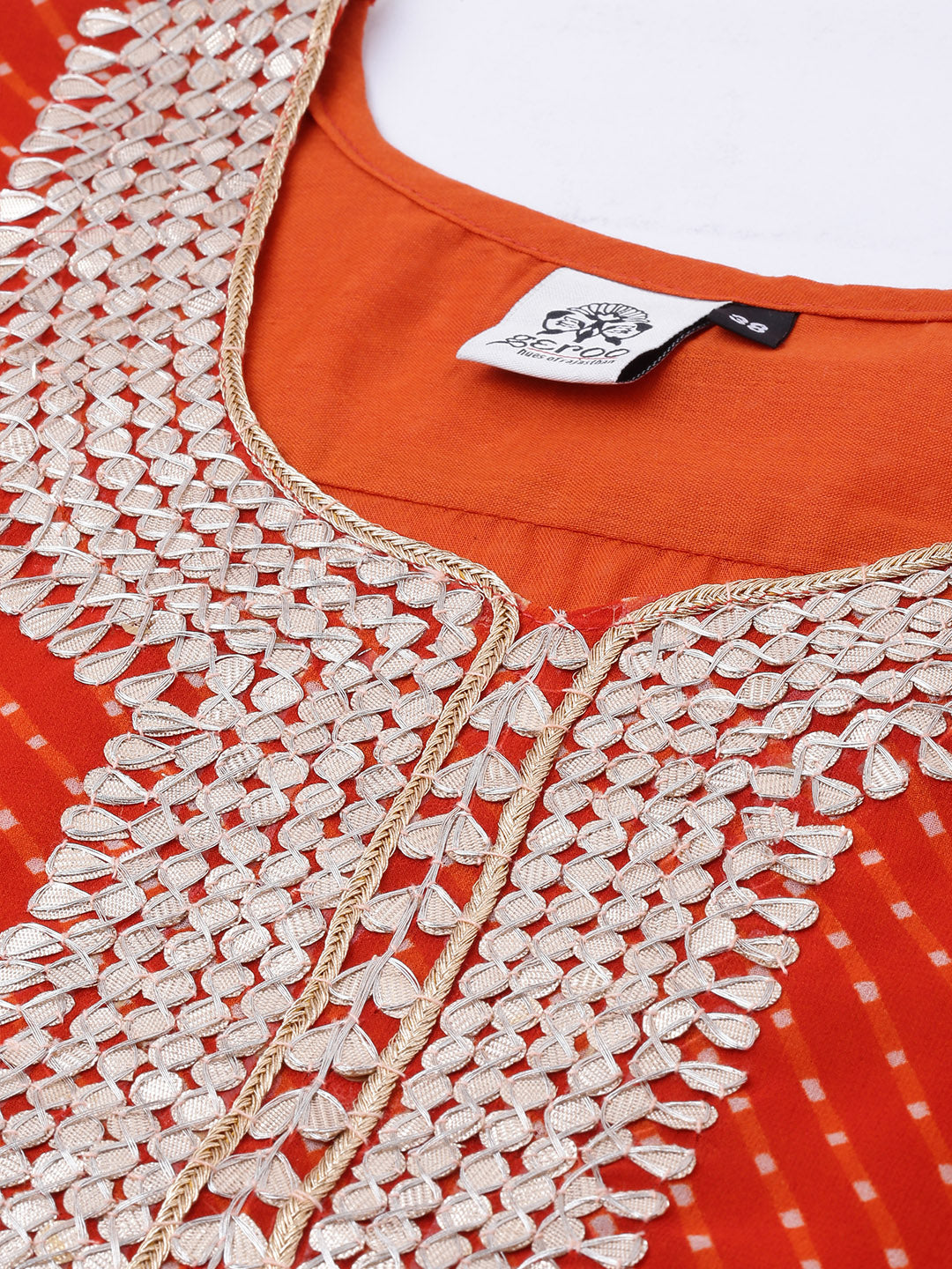 Orange Handcrafted Georgette gota patti kurta set