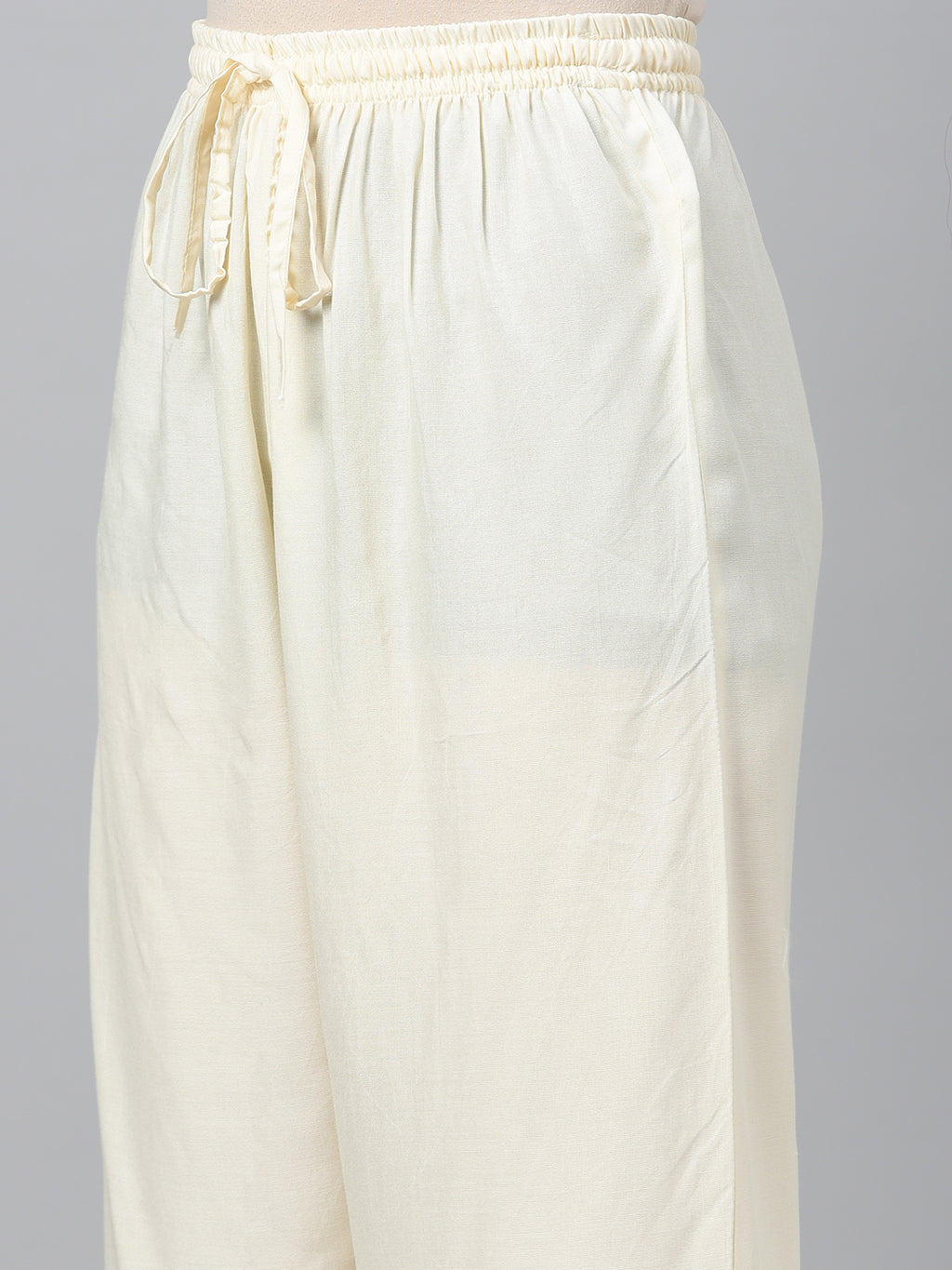 Brown Hand Embroidered Chanderi Kurta With Off-White Pants