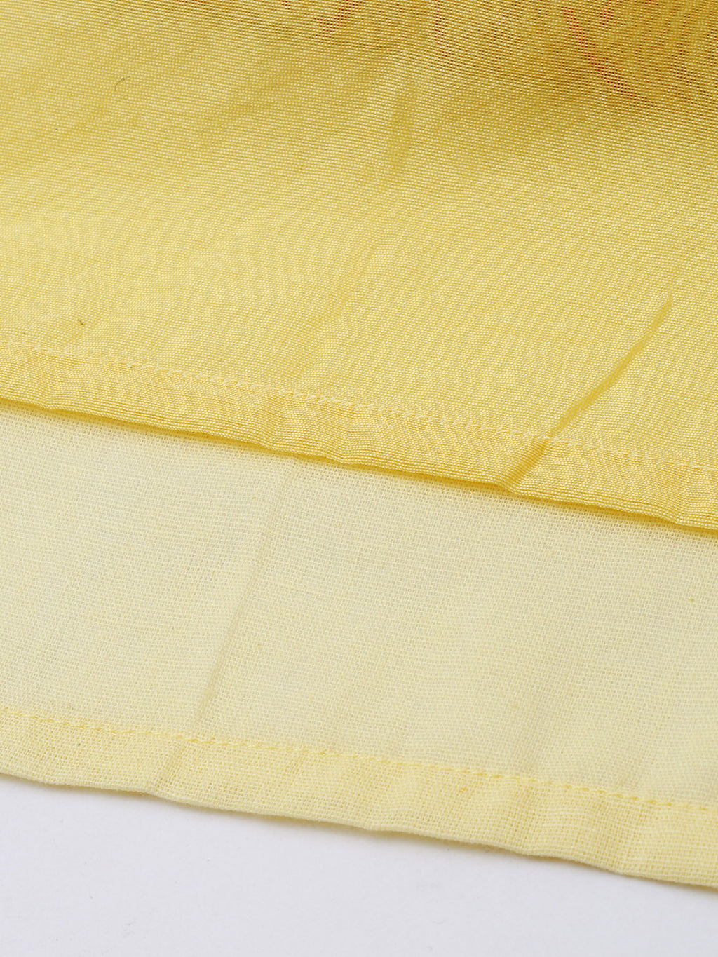 Yellow Hand Embroidered Chanderi Kurta With Off White Pants