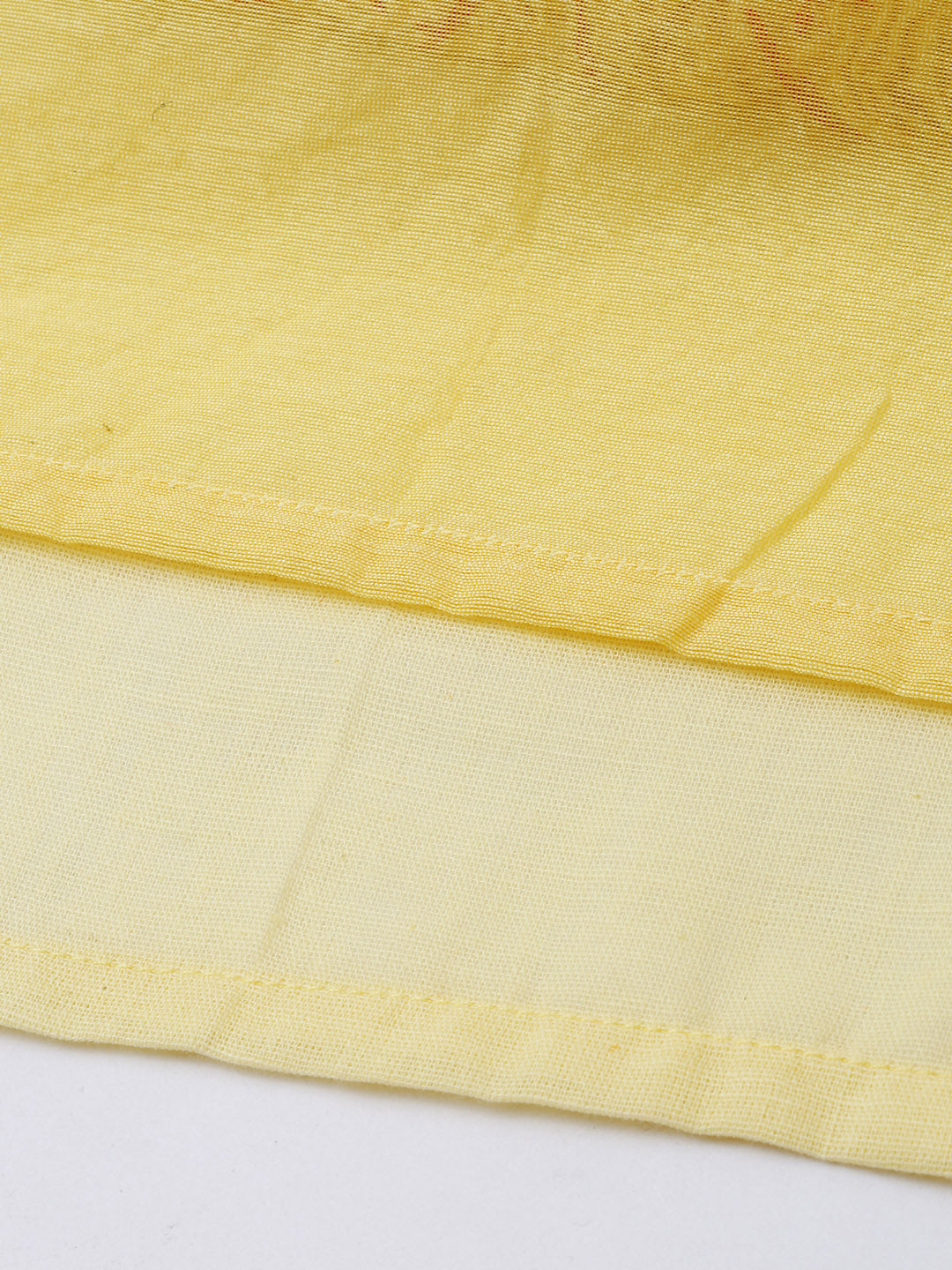 Yellow Hand Embroidered Chanderi Kurta With Off White Pants