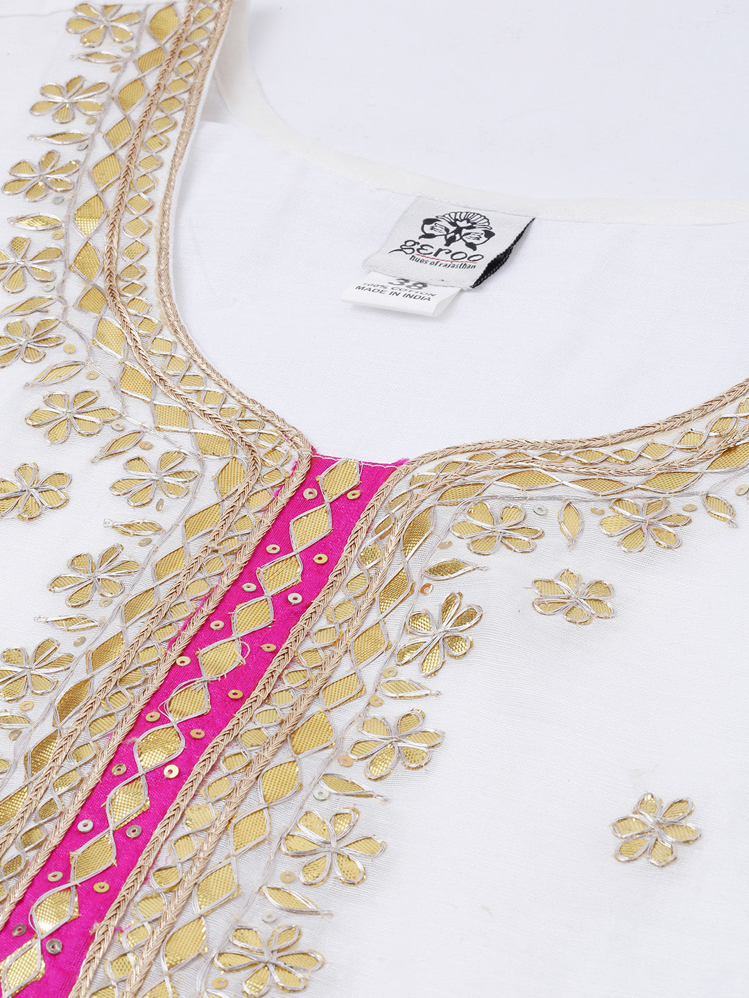 White Handcrafted Chanderi Gota Patti Kurta Set