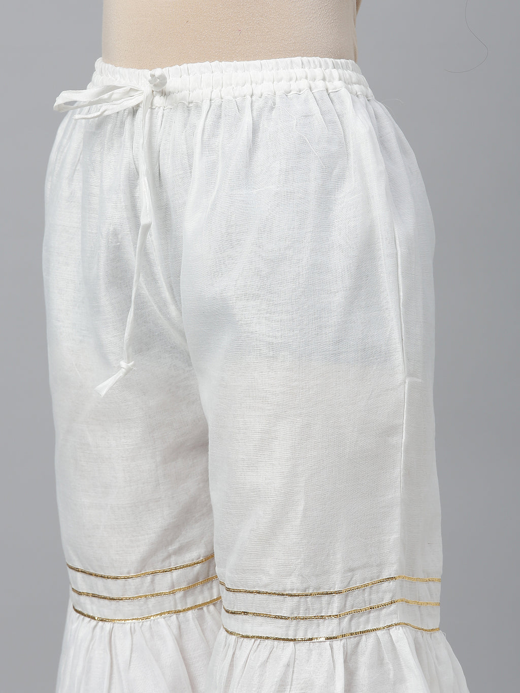 White Handcrafted Chanderi Gota Patti Kurta Set