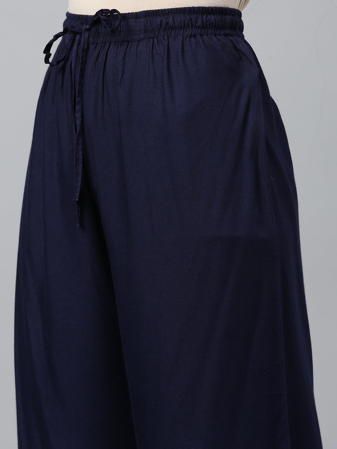 Navy Blue Handcrafted Chanderi Gota Patti Kurta Palazzo Set