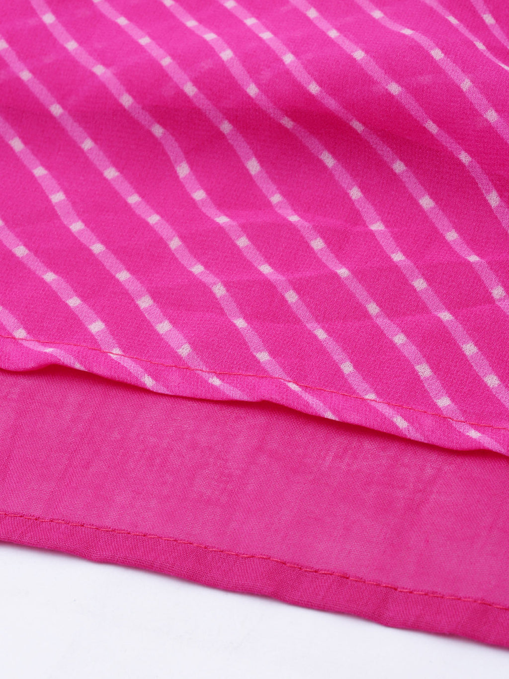 Pink handcrafted georgette gota patti leheriya kurta set with dupatta