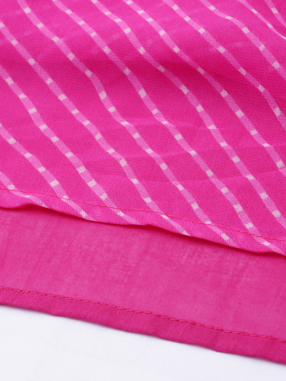 Pink handcrafted georgette gota patti leheriya kurta set with dupatta