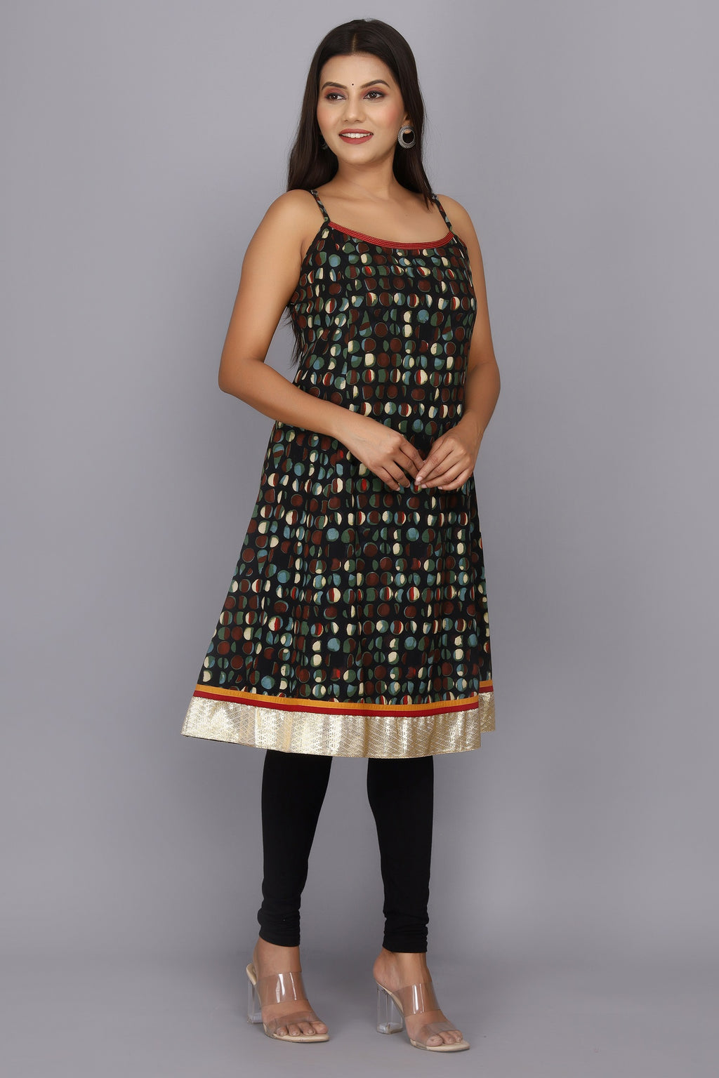 Black Hand Block Printed Pure Cotton Dress