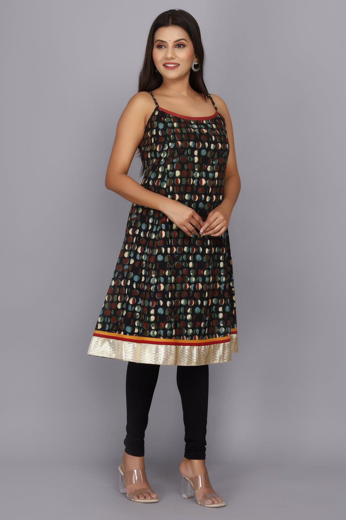 Black Hand Block Printed Pure Cotton Dress