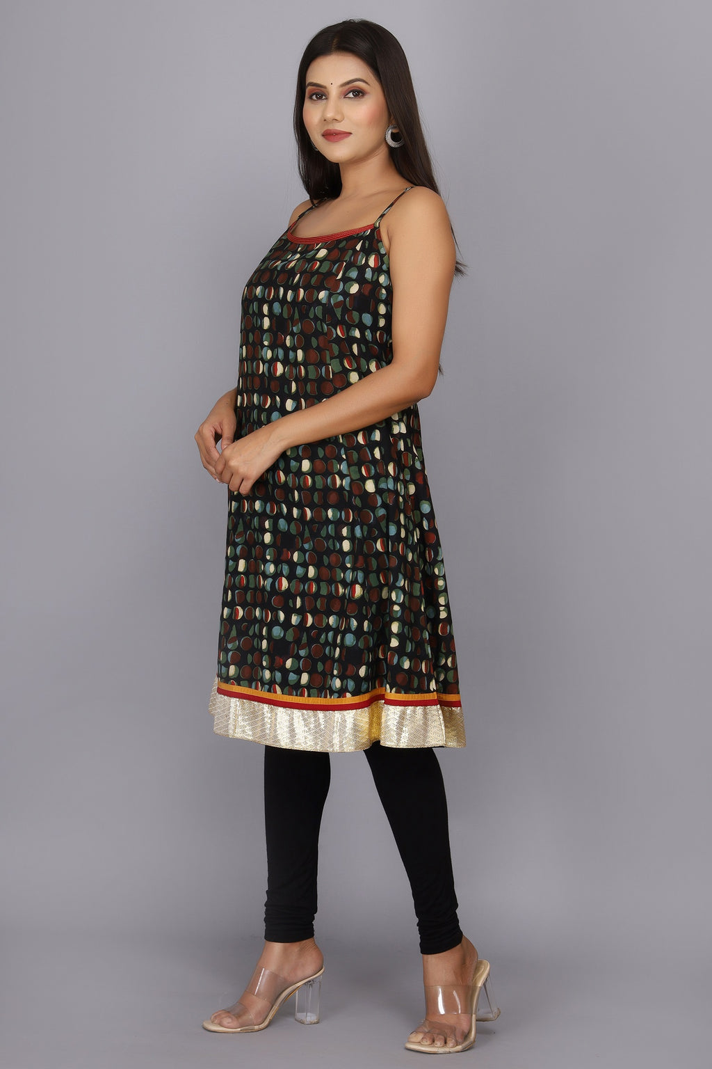 Black Hand Block Printed Pure Cotton Dress