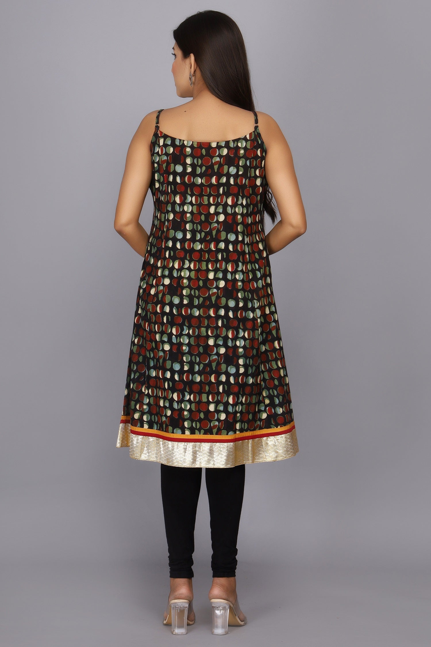 Black Hand Block Printed Pure Cotton Dress