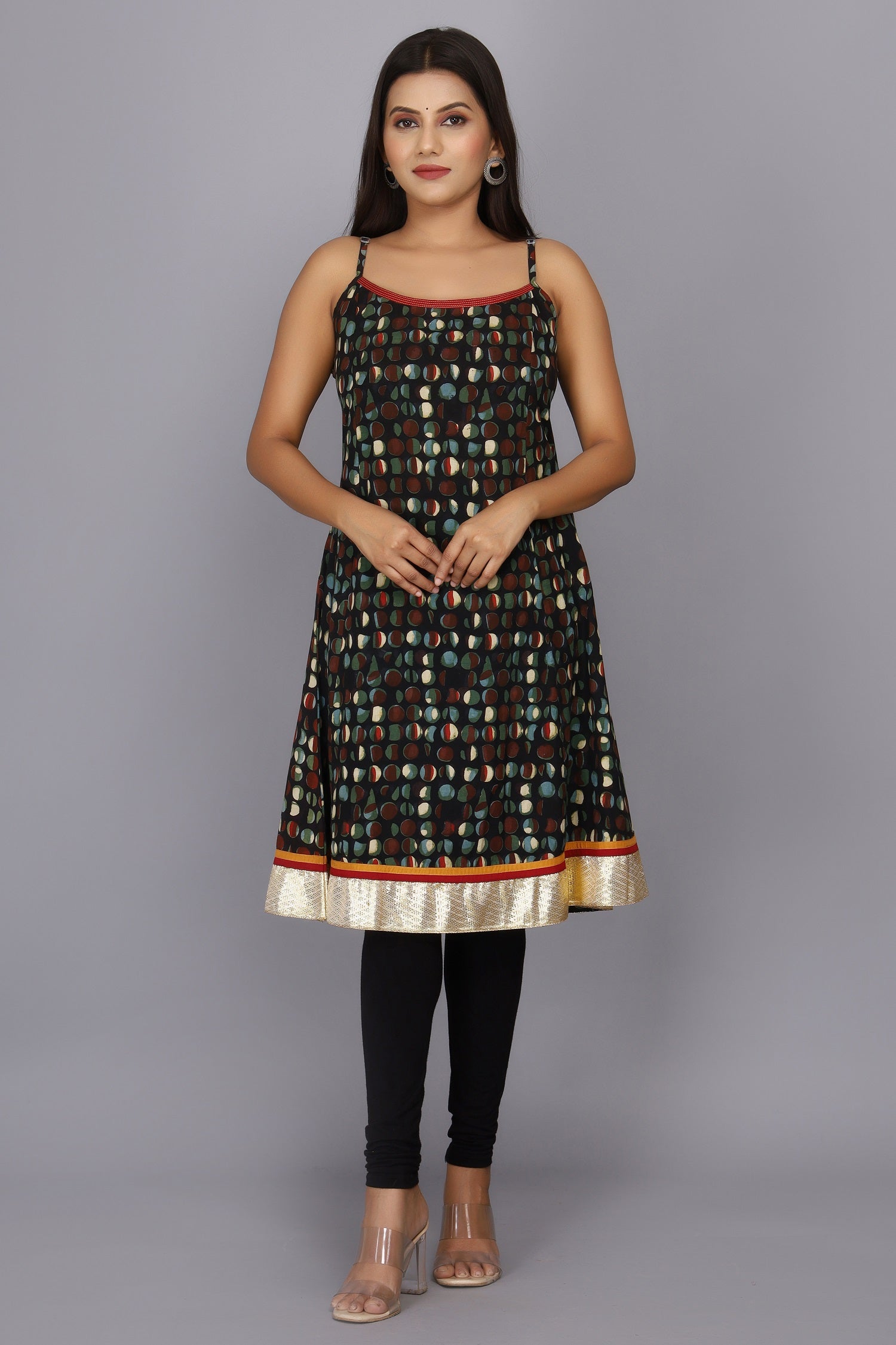 Black Hand Block Printed Pure Cotton Dress