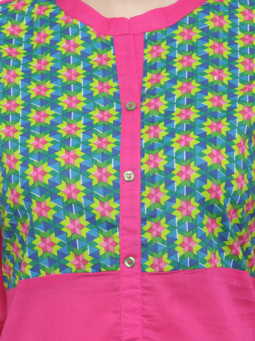 Pink Hand Embroidered Straight Cotton Kurta