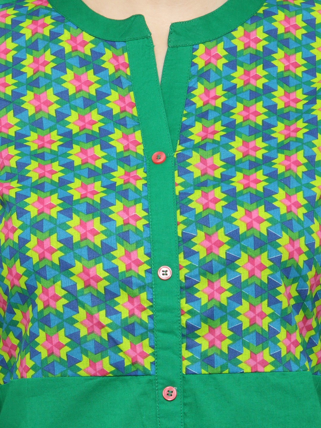 Green Hand Embroidered Straight Cotton Kurta