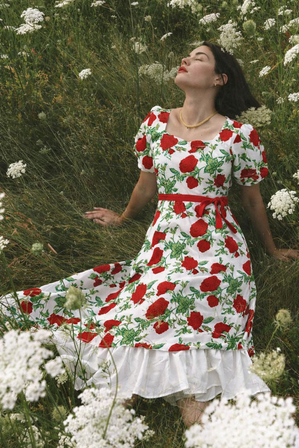 White Hand Block Printed Cotton Dress