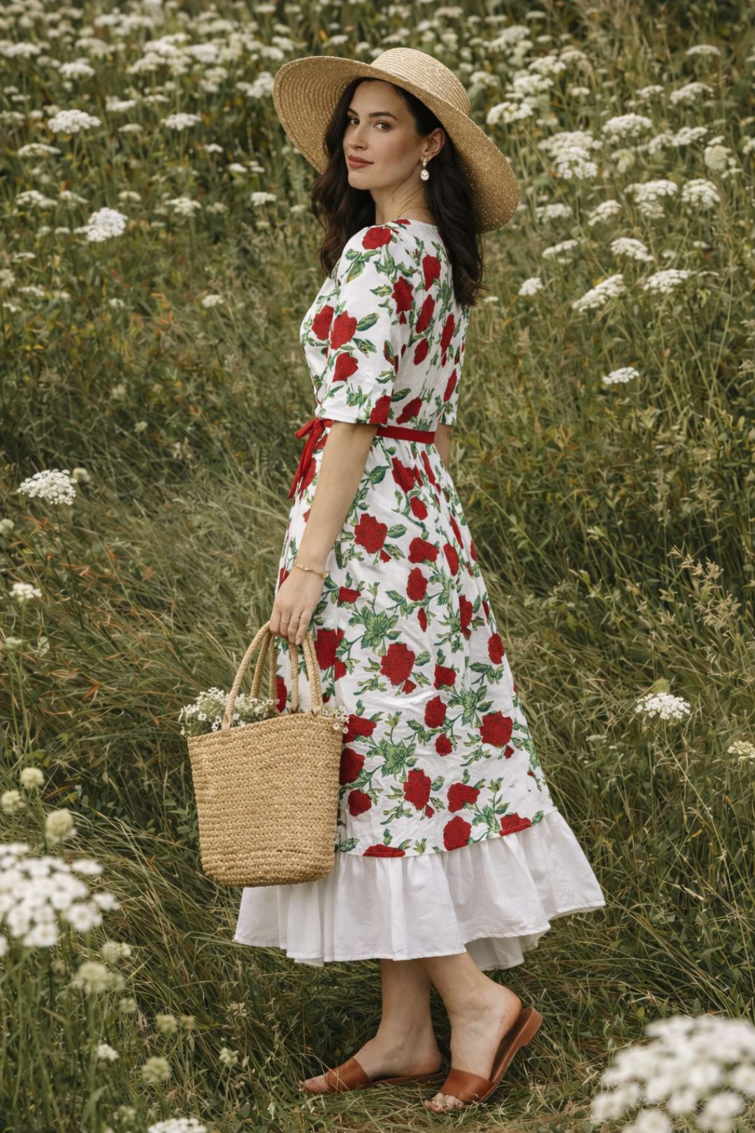 White Hand Block Printed Cotton Dress
