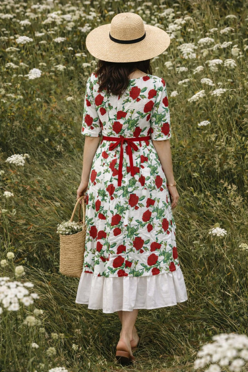 White Hand Block Printed Cotton Dress