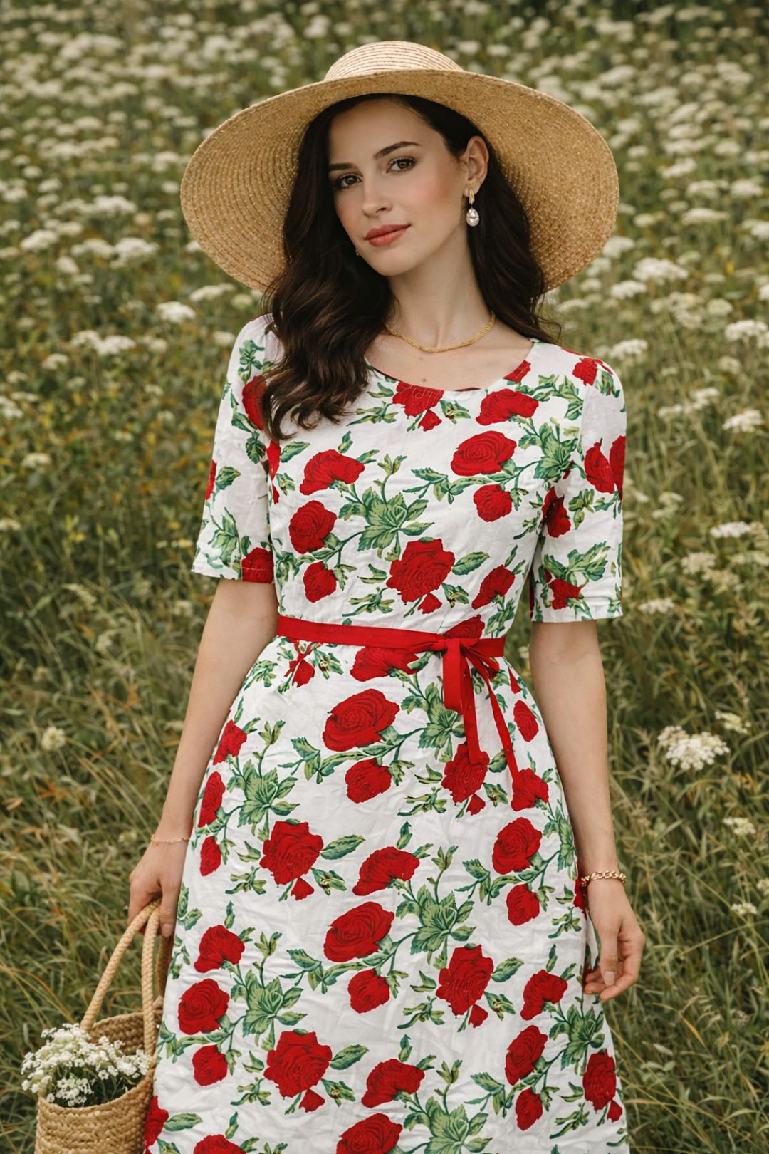 White Hand Block Printed Cotton Dress