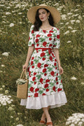 White Hand Block Printed Cotton Dress