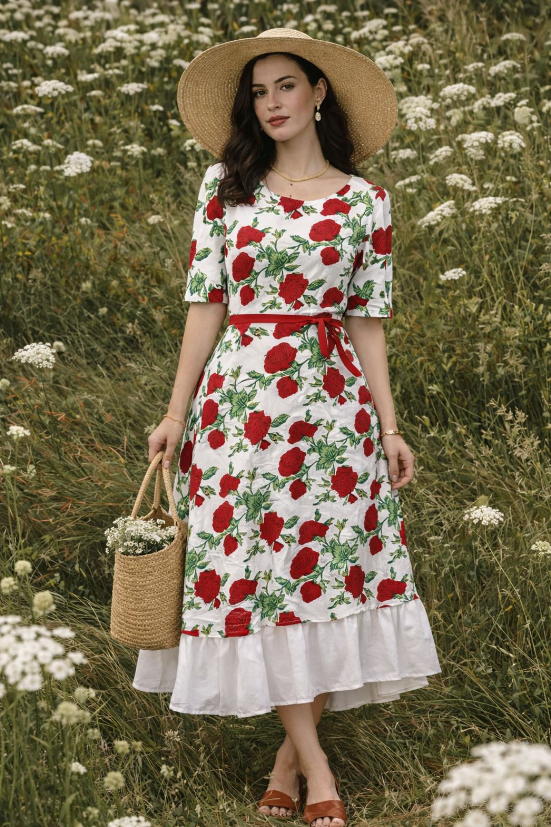 White Hand Block Printed Cotton Dress