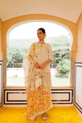 Golden Chanderi Mukaish Embroidered Garara Kurta Set With Organza Hand Painted Dupatta