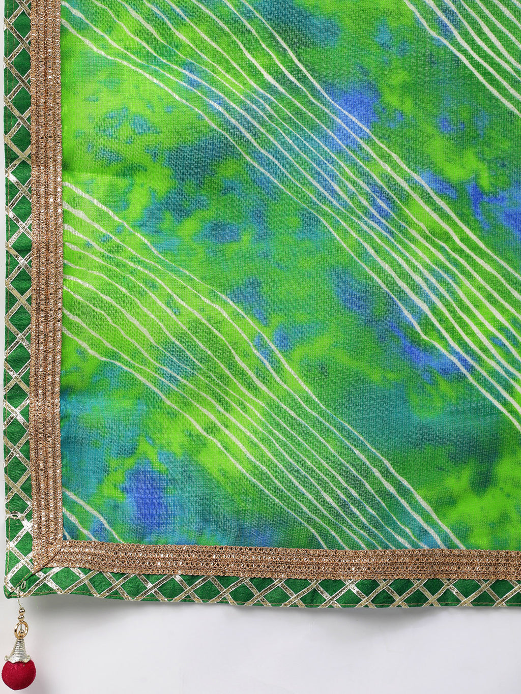 Green Hand Dyed Kota Silk Stitched Lehenga With Dupatta