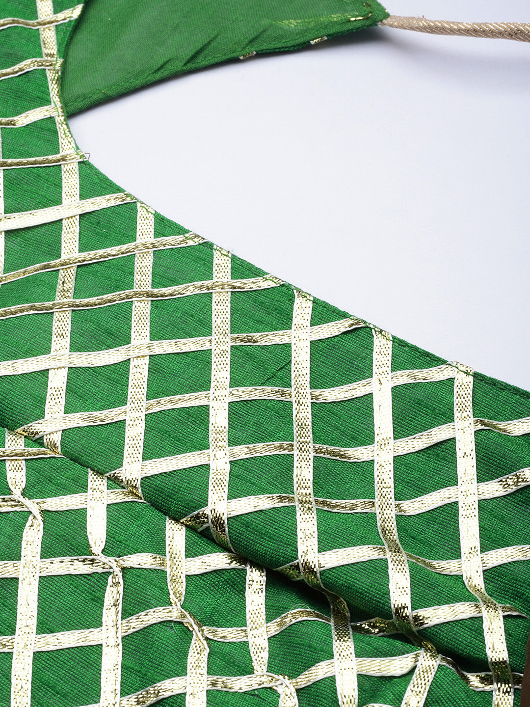 Green Hand Dyed Kota Silk Stitched Lehenga With Dupatta