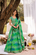 Green Hand Dyed Kota Silk Stitched Lehenga With Dupatta