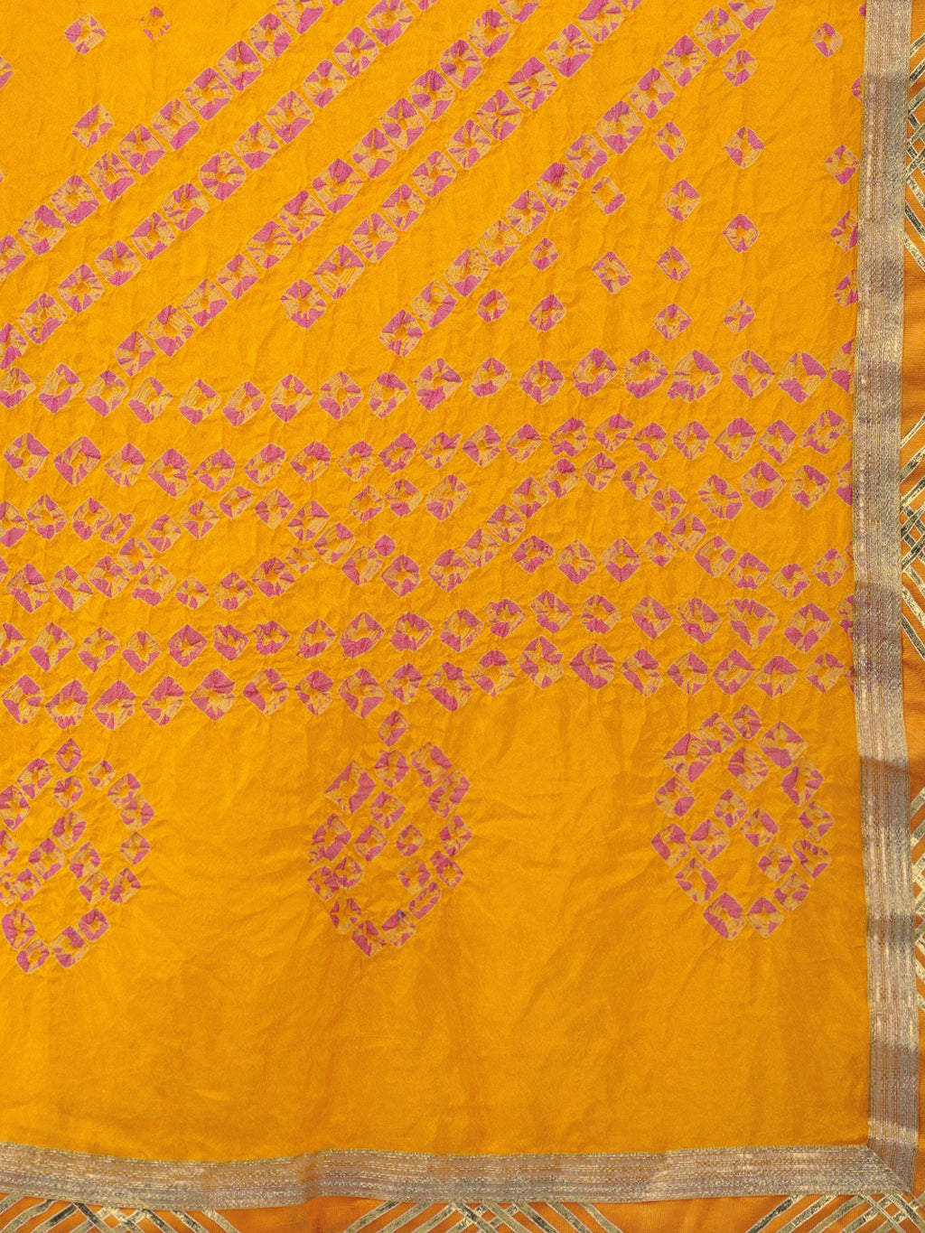 Black Handcrafted Kota Silk Bandhani Lehenga Set With Yellow Bandhani Dupatta