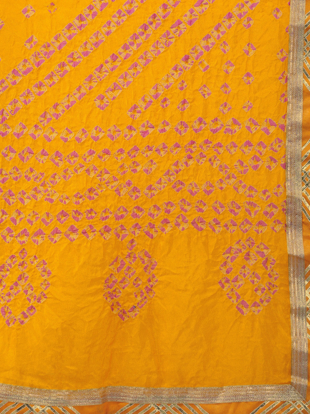 Black Handcrafted Kota Silk Bandhani Lehenga Set With Yellow Bandhani Dupatta