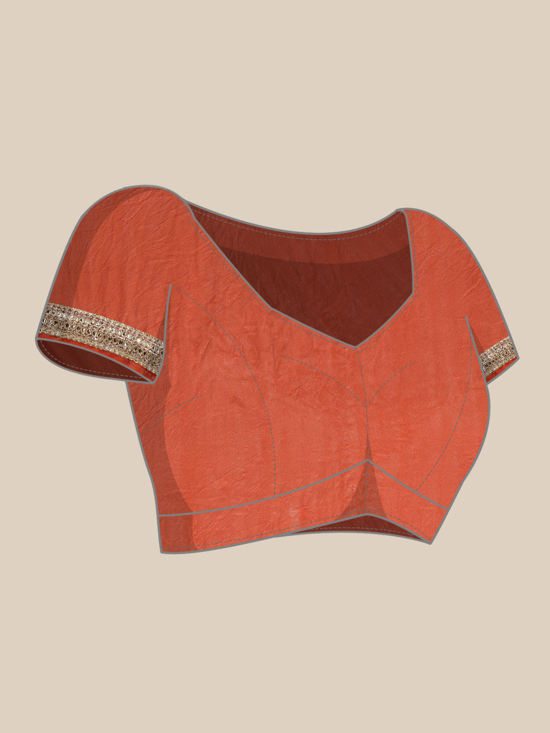 Orange Patchwork Bandhani Art Silk Lehenga Set With Dupatta