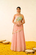 Pastel Pink Handcrafted Chanderi Lehenga Set With Gota Work And Intricate Detailing