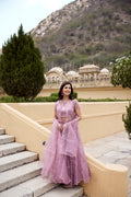 Onion Pink Sequins Embroidered Organza Lehenga Set