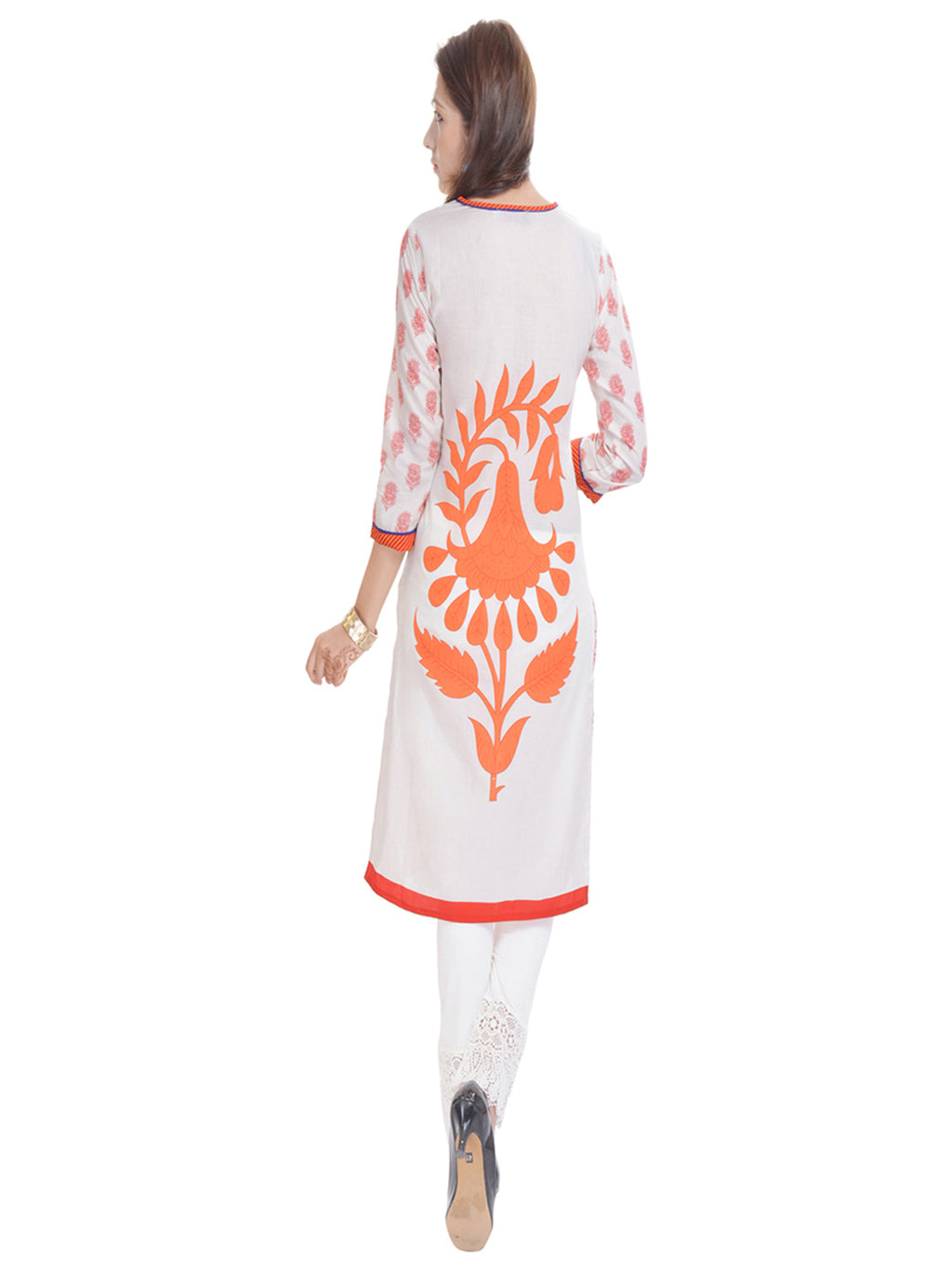 Ethnic Motifs Printed Sequinned Pure Cotton Kurta